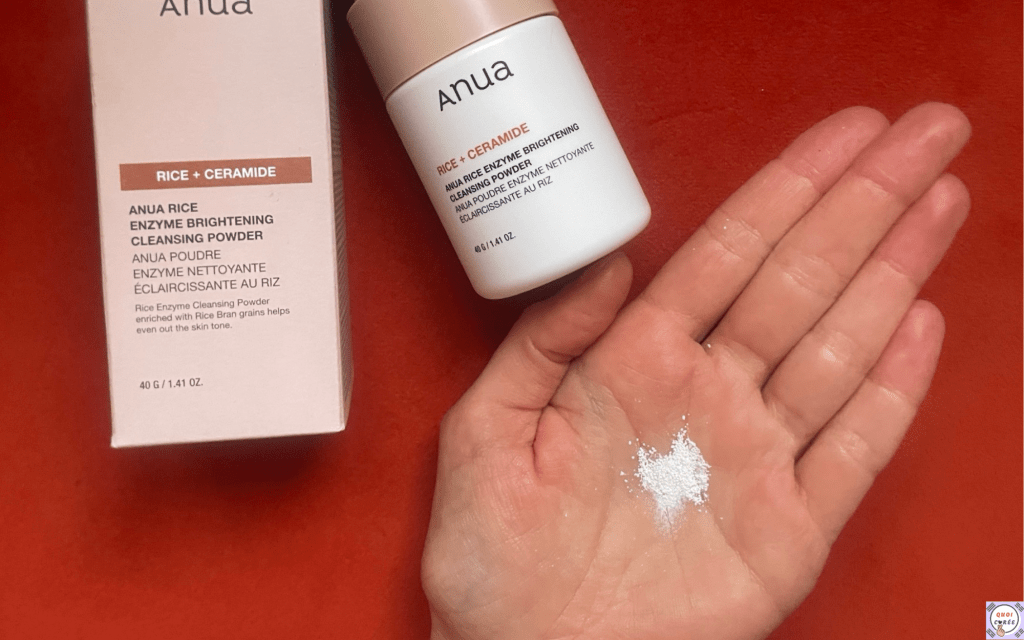 Flacon et texture du nettoyant visage Rice Enzyme Brightening Cleansing Powder Anua
